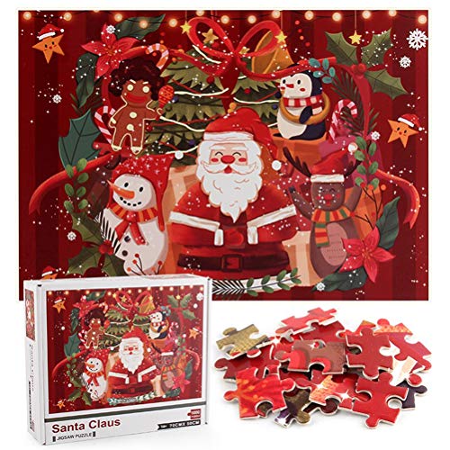 Weihnachtspuzzle für Erwachsene, 1000-teiliges Puzzle für Erwachsene, Illustriertes Weihnachtsthema, Weihnachtspuzzle für Erwachsene und Kinder, Lernspiel für Kinder (Rot) von SUPYINI