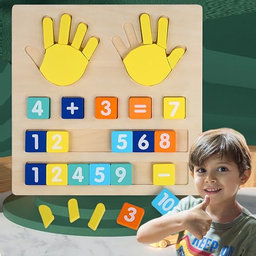 SUQ Holz Mathe Spielzeug Zählen Lernen, Finger Abnehmbar, Pädagogisches Lern, Zählen Lernspielzeug Pädagogisches Spielzeug für 3+ Jahre Jungen Mädchen Geschenk, Montessori-Spielzeug für Kleinkinder von SUQ