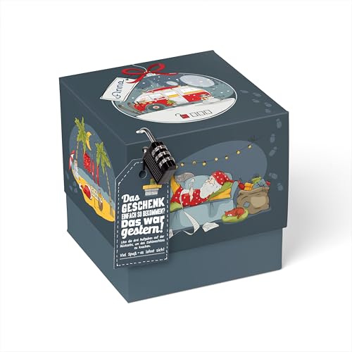 SURPRISA Geschenkbox für Weihnachten, Rätselbox Geldgeschenke Verpackung für Gutscheine, Weihnachtsrätsel, Größe M (16cm) von SURPRISA