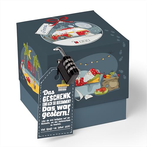 SURPRISA Geschenkkarton mit Deckel Weihnachten, Rätselbox Geldgeschenke Verpackung für Gutscheine, Weihnachtsrätsel, Größe S (12cm) von SURPRISA