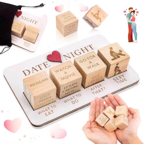 Date Night Würfel für Paare, Romantische Was zu tun ist Datum Nacht Paare Spiele, Holz Spaß Würfel Spiele Set mit Beutel Aufbewahrung, Jahrestag Holz Datum Nacht Würfel Geschenke für sie, Valentinstag von SUWIWKKOA