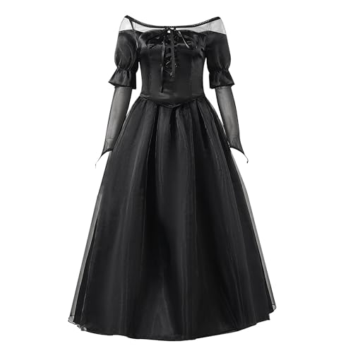 SUYGGCK Halloween-Kostüm für Damen, schwarzes Gothic-Kleid, mittelalterliches Gothic-Ballkleid, Party-Outfit für Damen von SUYGGCK