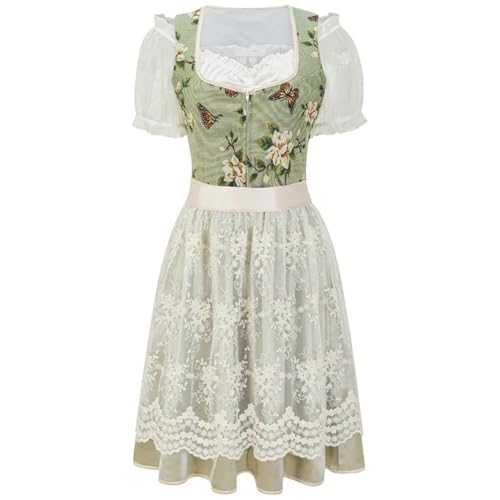 SUYGGCK Oktoberfest-Outfit, Damen-Dirndlkleid, Renaissance, Vintage-Blumenkleid für Oktoberfest, Rave-Party von SUYGGCK