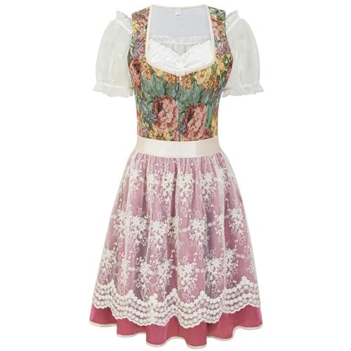 SUYGGCK Oktoberfest-Outfit, Damen-Dirndlkleid, Renaissance, Vintage-Blumenkleid für Oktoberfest, Rave-Party von SUYGGCK