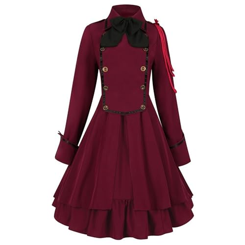 SUYGGCK Steampunk, viktorianisches Gothic-Kleid für Damen, Renaissance-Kostüm für Mittelalter, Vintage-Lolita-Partykleid, Halloween-Outfit von SUYGGCK