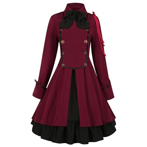 SUYGGCK Steampunk, viktorianisches Gothic-Kleid für Damen, Renaissance-Kostüm für Mittelalter, Vintage-Lolita-Partykleid, Halloween-Outfit von SUYGGCK