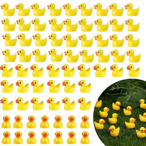 120 Stück Mini Enten Harz Gelb, Kleine Enten Miniatur Enten Mini Resin Ducks Figuren Miniatur Enten für Aquarium Miniaturgarten Deko DIY Potting Micro Landschaft Dekorationen Puppenhaus Handwerk von SUYIPCUS