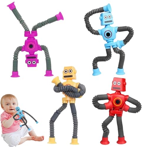 Sensory Toys, 4 Stück Teleskop-Saugnapf Roboter Spielzeug, Sensorisches Spielzeug für Kinder, Sensorisches Roboter Spielzeug, Neue und Interessante Lern- und Dekompressionsspielzeuge von SUpoetry