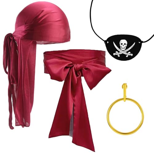 SUpoetry 4 Stück Piratenkostüm Damen, Piraten Accessoires Damen, Piraten Kostüm Set, Piraten Kostüm Männer, Karneval für Erwachsene, Kostüm, Cosplay, Halloween von SUpoetry