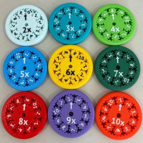 9 Stück Math Fidget-Spinners, Math Fact Fidget-Spinners, Fidgeters Who Are Learning Math, Division and Multiplication On O-ne Fidget, Zum Stressabbau Sensorische von SVCEQZE