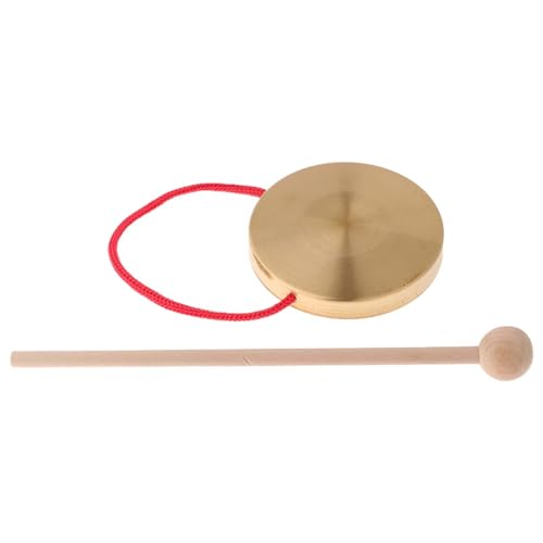 SVCEQZE 1 Set Gong Percussion Instrument Kinder, Percussion Hand Gong - Kupfer Gong für Meditation, Percussion Instrument Gong mit Holzhammer und rotem Seil, Kupfer Dekorativer Gong für Zuhause von SVCEQZE