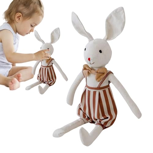 SVCEQZE Baby-Häschen-Stofftier, Hasen-Plüschtier - Süßes Kaninchen Plüschhase Stuffy - Tierplüschtiere, realistischer Stoffhase, beruhigendes Kleinkindspielzeug mit Fliege für Kinder von SVCEQZE