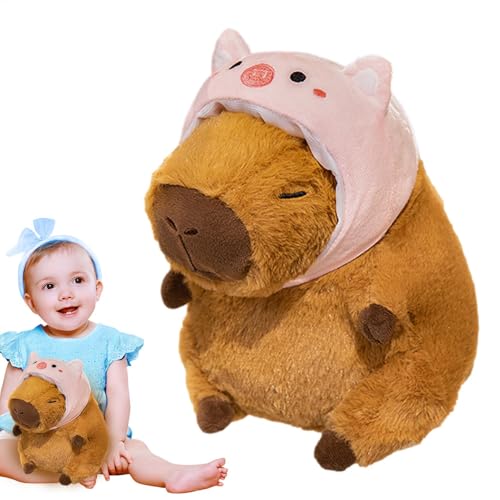 SVCEQZE Capybara Plüschtier, Capybara Plüschtier - Süßes Kuscheltier Capybara Kissenspielzeug,Weiches und bequemes Plüschpuppenkissen, braunes Stofftier für Kinder und Erwachsene von SVCEQZE