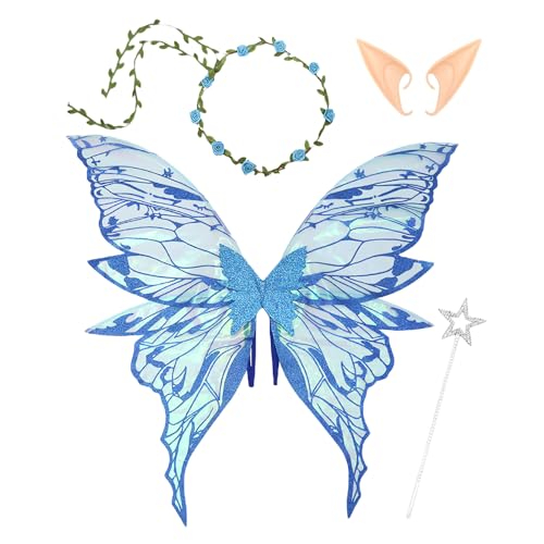 SVCEQZE Feenflügel Für Mädchen | Engelsflügel Kostüm Set Mit Blumigem Kopfschmuck Und Elfenohren - Kostüm für Mottoparties Geburtstage Bühnenauftritte Feste Feiertage SVCEQZE Feenflügel Für Mädchen | Engelsflügel Kostüm Set Mit Blumigem Kopfschmuck Und Elfenohren - Kostüm für Mottoparties Geburtstage Bühnenauftritte Feste Feiertage von SVCEQZE
