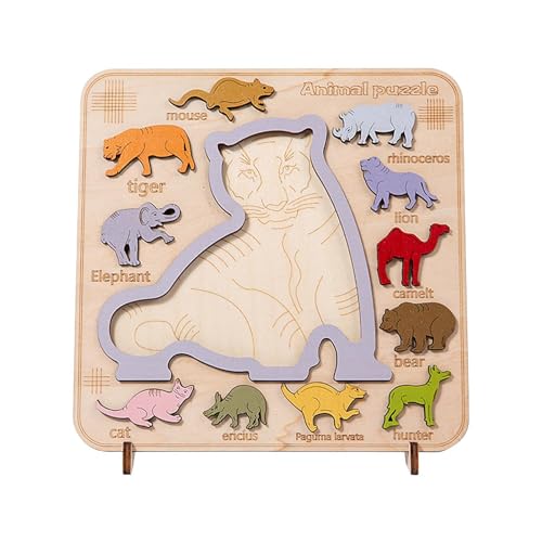 SVCEQZE Holz-Dinosaurier-Puzzles,Holz-Dinosaurier-Spielzeug | Pädagogische Montessori-Dinosaurier-Puzzles,Sichere Brettspiele zum Stapeln passender Lern-Denksportaufgaben für Kinder ab 3 Jahren von SVCEQZE