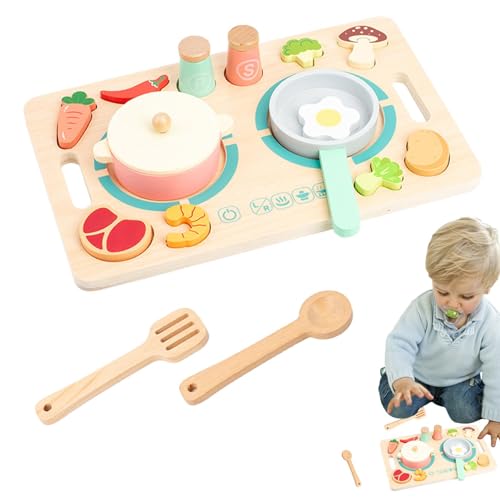 SVCEQZE Play Food Kochset,Pretend Play Food Set - Pretend Food Kinderspielzeugset aus Holz,Entwickeln Sie Fantasie, Kleinkind-3D-Puzzle für Jungen und Mädchen für Party, Schlafzimmer, Kinderzimmer von SVCEQZE