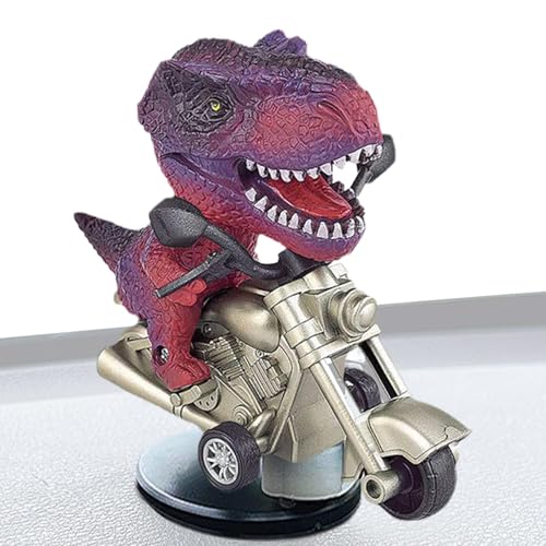 SVCEQZE Tyrannosaurus Rex Autofigur,Tyrannosaurus Rex Autodekoration - Treibendes Auto-Dinosaurier-Ornament,Kreative Dinosaurier auf Motorrad-Figur, neuartige T-Rex-Dinosaurier-Dekoration für von SVCEQZE