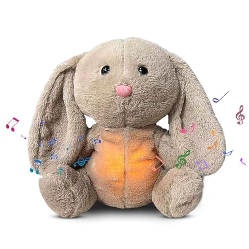 SWECOMZE Schlummer Plüschtier, Kuscheltier mit Atembewegung und Musik 28cm Niedliches Kuscheltier als Einschlafhilfe Spielzeug für Kinder 0 Monate + (Kaninchen) von SWECOMZE