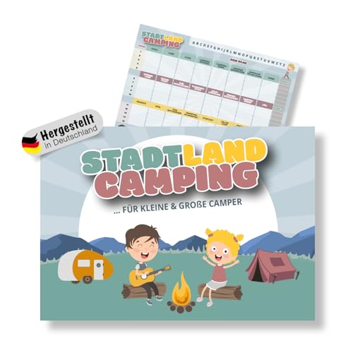 SWEET LITTLE Cottage Stadt Land Camping Spiel – Campingspiel – Familienspiel – Urlaubsspiel – für große und kleine Camper ab 9 Jahren – Stadt Land Fluss von SWEET LITTLE Cottage