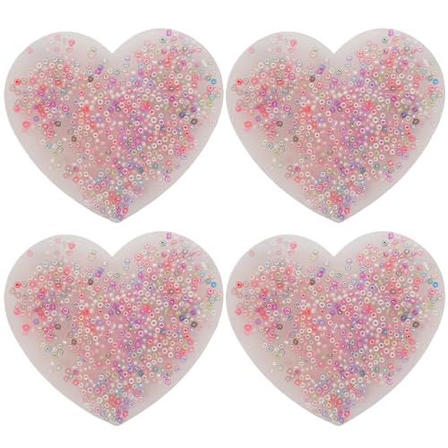 Hautpflückende Zappelspielzeug 4pcs Soft Silicon Picky Pad Heart-Form Picking Packing Stress-Relief Picking Fidget Toy für Kinder Erwachsenen Spielzeugspiel, 3.35x3.35 von SWEETBIUTI