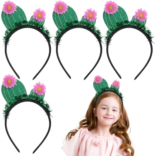 SWEETBIUTI Cactus Stirnband, 4pcs niedliche 3D -Kaktus -Stirnbänder für Frauen, kreative Kaktusparty -Haarband, charmante Pflanzenhaarband für Geburtstagsgeschenke Partyzubehör von SWEETBIUTI