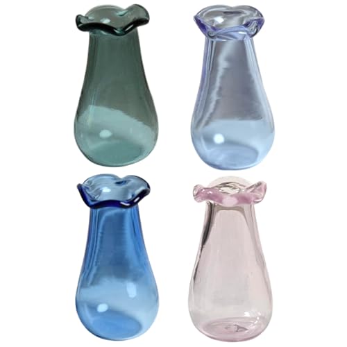 SWEETBIUTI Cat Whisker Vase 1x0.6in Mini Vase 4pcs Halbtransparent mit überbrochenem Puppenhaus Miniaturen winzige Vase DIY-freundlich von SWEETBIUTI