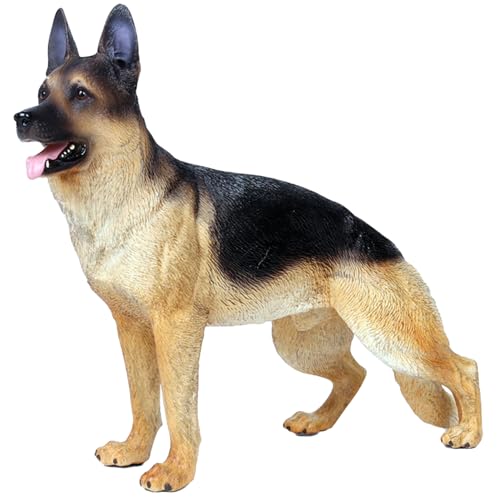 SWEETBIUTI Deutsche Schäferhund Figur, realistische deutsche Schäferhundstatue, Simulation Tiermodell 7.9x2.4x6,3 Zoll Plastikhundfiguren, Hundestatue für Jungen, Mädchen und Kindergeschenk von SWEETBIUTI