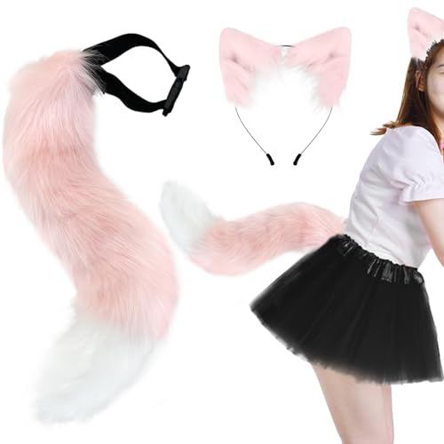 SWEETBIUTI Fuchsohren und Schwanz Halloween Kostüm Set weiche Flauschige Fuchs Ohren Stirnband und einstellbare pelzige tierische Ohren Schwanz Fuchs Kostüm für Halloween -Party -Cosplay -Kostüm von SWEETBIUTI