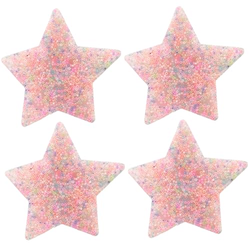 SWEETBIUTI Hautpickelfackung Spielzeug 4pcs weiches Silikon Picky Pad Relief Toys Fünf-Punkte-Sternpflückungspolster-Stress-Relief-Zappelspielzeug für Kinder Erwachsene, 3.35x3.35inch von SWEETBIUTI