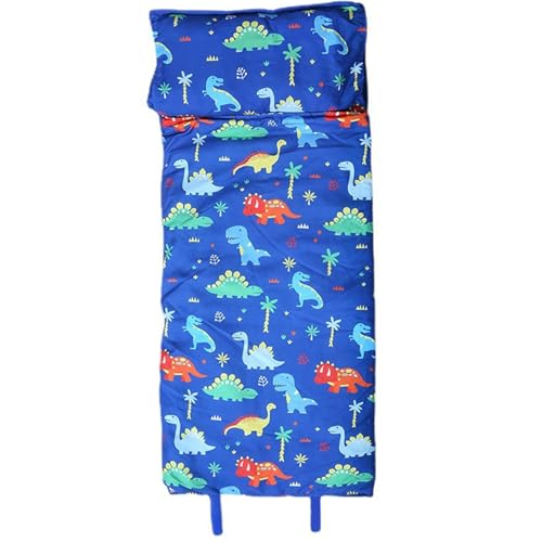 SWEETBIUTI Kleinkind-Nickerchen-Matte Anti-Kick-Thermal-Dinosaurier-Schlafmatte mit Griff 47x20 Roll up Kinder Schlafsack Nickerchen mit Kissen und Decke für Kindertagesstätte Vorschule von SWEETBIUTI