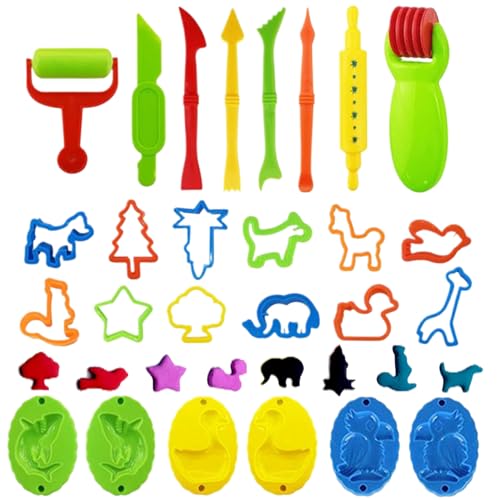 SWEETBIUTI Playdough-Sets für Kinder im Alter von 2 bis 4, 26pcs Playdough-Tools mit Rollstiften, Cutter, Formen, Scheren und Extrutern, umfassende Spielteig-Tools für Jungen und Mädchen von SWEETBIUTI