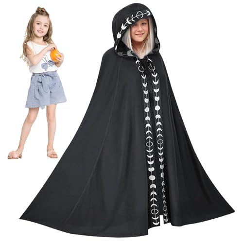 SWEETBIUTI Zauberer Umhang für Kinder Bestickt mithilfe mittelalterlicher Umhang Mysterious Renaissance Cloak, 39,4 Polyester -Zauberer Cape für Halloween Cosplay Kostümparty, L. von SWEETBIUTI