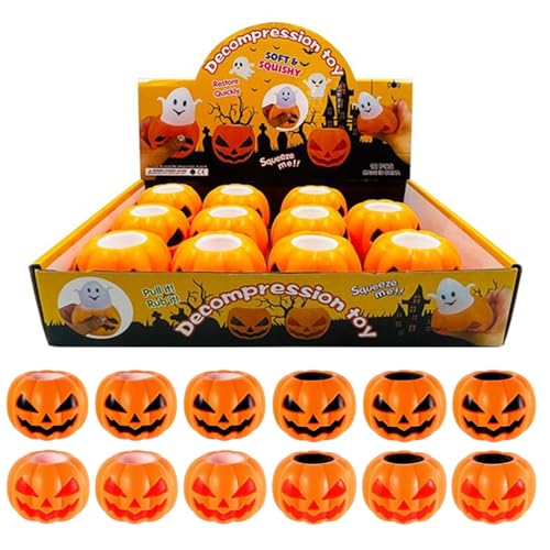 Stressspielzeug Kürbis Halloween -Spielzeuge zur Linderung von Geisterlinderungsparty bevorzugt sensorische weiche flexible Halloween -Kürbisspielzeuge für Erwachsene, Kindergeschenk 12 PCs von SWEETBIUTI