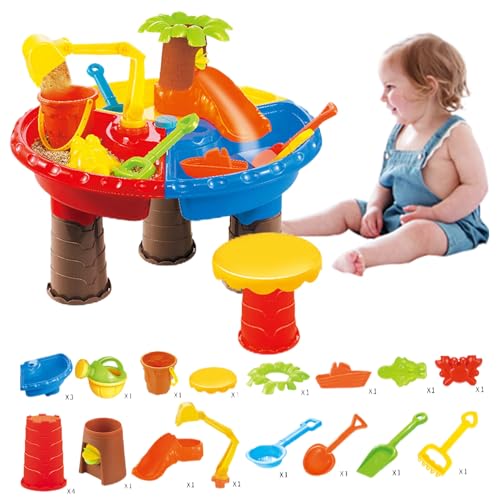 Wassertisch Buntes Sandtisch mit süßem Delphin-Abs-Sensory-Tisch interaktiver Eltern-Kind-Entwicklungswasser und Sand Tabelle 1 Set für Innenrunde Runde Spielzeugspiel im Freien im Freien im Freien von SWEETBIUTI