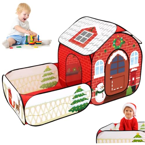 Weihnachtszelt für Kinder Weihnachtshause Zelt mit Hof, Tür und Schornstein Oxford Stoff lebendig Kids Playhouse mit Weihnachtshut & Strumpf von SWEETBIUTI