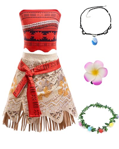 SWOAMER Mädchen Vaiana Kostüm Kinder Faschingskostüme Moana Kostüme für Geburtstagsfeier Karneval Cosplay Party von SWOAMER