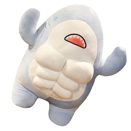 SWOOMEY Muskelhai-Puppe süße plüschtiere weiche kuscheltiere Shark Plush Pillow Shark plushies gefüllter Hai kopfkissen gefüllte Hai-Puppe entzückende Haipuppe PP Baumwolle Blue von SWOOMEY