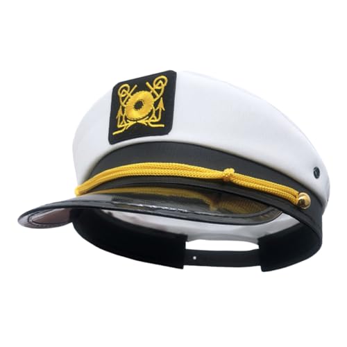SWOOMEY Weißer Verstellbarer Matrosen Sonnenhut mit Uv Schutz Polyester Kapitänsmütze für Damen und Herren Langlebiges Segler Kostümzubehör für Party Cosplay und Outdoor Gebrauch SWOOMEY Weißer Verstellbarer Matrosen Sonnenhut mit Uv Schutz Polyester Kapitänsmütze für Damen und Herren Langlebiges Segler Kostümzubehör für Party Cosplay und Outdoor Gebrauch von SWOOMEY