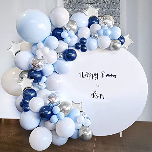 Luftballon Girlande,Blau Ballon Girlande Ballonbogen Blau Weiß Silber Ballongirlande Geburtstag Deko mit Metallic Konfetti Luftballons für Geburtstagdeko Baby Shower Babyparty Taufe Hochzeit Deko von SWPEED