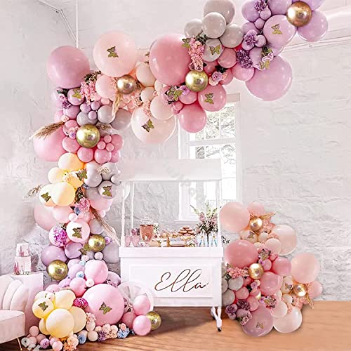 Luftballons Girlande Rosa Lila,Ballongirlande Ballonbogen Kit,Rosa Lila Blush Grauer Metallic Gold Latexballon für Geburtstag Mädchen Baby Shower Babyparty Valentinstag Hochzeitsdeko Hen Party Deko von SWPEED