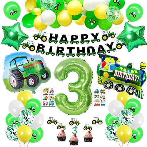 Traktor Geburtstag Deko 3 Jahre Junge, Trecker Deko Kindergeburtstag 3 Geburtstag Junge,Luftballon Traktor Folienballon 3 Happy Birthday Girlande Tortendeko für 3. Geburtstagdeko Traktor Babyshower von SWPEED