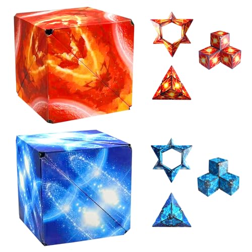 2 Stücke Magic Kinder Zauberwürfel 2 In 1 Weltall Cube Puzzle 3D Sonnensystem Cube Puzzle Sternenklarer Himmel Zauberwürfel Knobelspiele Spielzeug/Geschenke Für Kinder Ab 6 & Erwachsene von SWRCEYJH