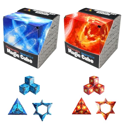 2 Stücke Magic Kinder Zauberwürfel 2 in 1 Sternenklarer Himmel Zauberwürfel Infinity, 3D Sonnensystem Cube Puzzle Magic Unendlicher Flip Würfel für Stress und Angst Linderung Entspannendes Spielzeug von SWRCEYJH