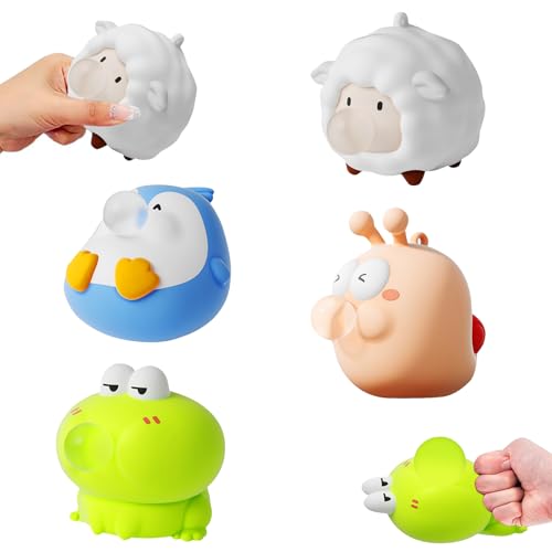 Squeeze Spielzeug 4 Stück Lustig Squishy Lustige Augapfel Pinch Spielzeug Stress Toy Tiere, Popping Out Eyes Squeeze Toys, Anti Stress Spielzeug für Erwachsene und Kinder von SWRCEYJH