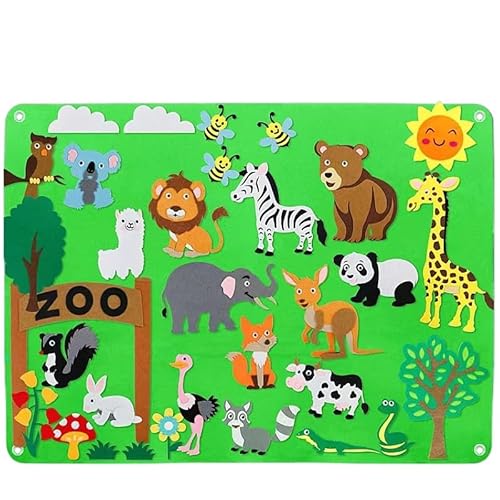 SWZEC Mein-kleines-Baby FELTBOARD™ - UNENDLICHER ENTDECKUNGS- UND SPIELSPASS! - FILZBRETT (Grün Zoo) von SWZEC