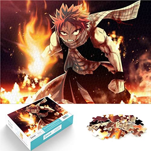 Erwachsene Kinder Puzzles 1000 Teile Puzzle Anime Fairy Tail einfaches Puzzle Natsu Dragneel Fire Scarf Puzzle Bildung Spiel Spielzeug Familie Dekoration 75x50cm von SXBB