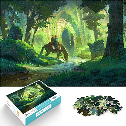 Jungen und Mädchen Puzzles 1000 Teile Puzzles The Legend of Zelda Puzzle einfaches Puzzle The Lost Forest Anime Puzzles Bildung Spielzeug Spiele Familie Dekoration 75x50cm von SXBB