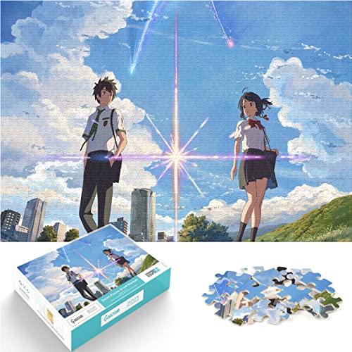 Puzzle 1000 Teile Anime Puzzles Erwachsene und Kinder Schwierigkeit Puzzles Ihr Name Puzzles Bildung Spielzeug Spiele Familie Dekoration 38x26cm von SXBB