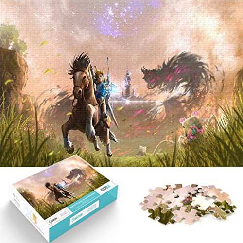 Puzzles 1000 Teile Zelda und der Drache Puzzle Erwachsene Kinder Puzzle Schwierigkeitsgrad Puzzles Spiel Rollenpuzzle Lernspielzeug Spiele Familiendekoration 38x26cm von SXBB