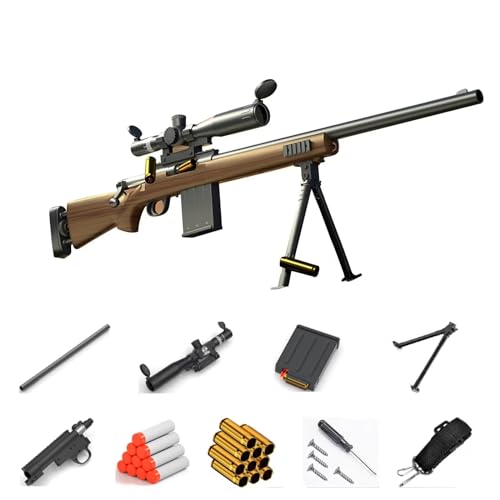 Spielzeug Pistole M24 25m Long Range Shooting Toy Gun Manuelles Laden Shell Ejection Sniper Rifle Spielzeug Schaumstoff-Blaster mit 20 Offizielle Darts FüRjungen Kinder und Erwachsene von SXHGHWJ